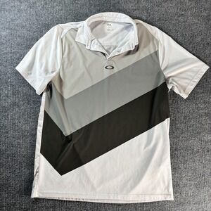 Oakley Polo Shirt Mens Large Gray Hydrolix Golf Colorblock Performance Top